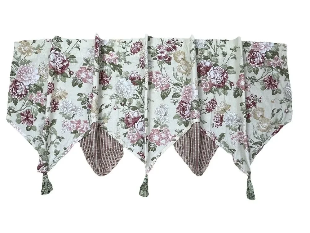 2 Home Trends Orchard Scarsdale Floral Rose‎ Tassel Window Valance Cottagecore